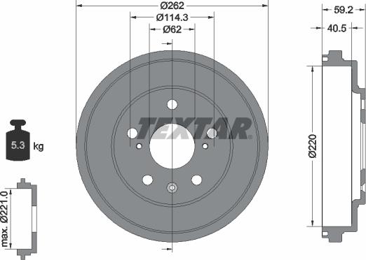 Textar 94047600 - Brake Drum www.parts5.com