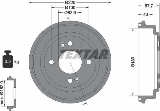 Textar 94047000 - Brake Drum www.parts5.com