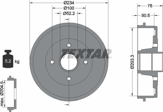 Textar 94019700 - Bremstrommel www.parts5.com