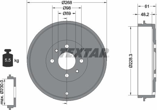 Textar 94014000 - Brake Drum parts5.com