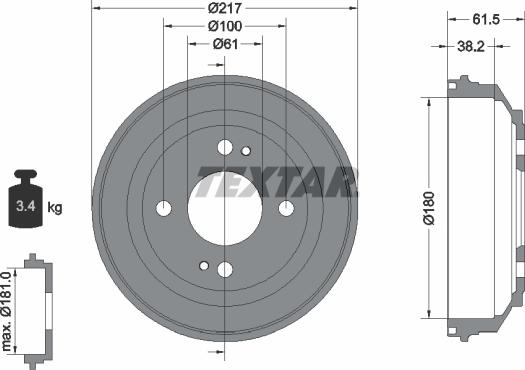 Textar 94017500 - Tambur frana www.parts5.com