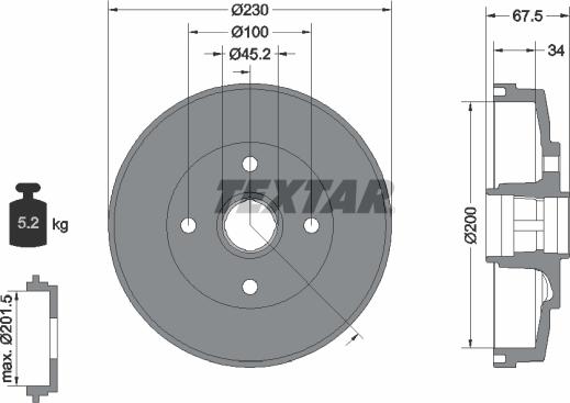 Textar 94036500 - Brake Drum www.parts5.com