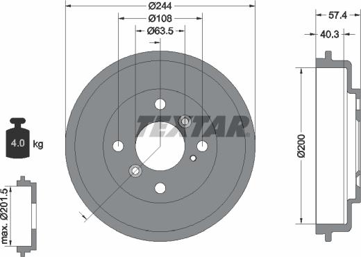 Textar 94031900 - Brake Drum www.parts5.com