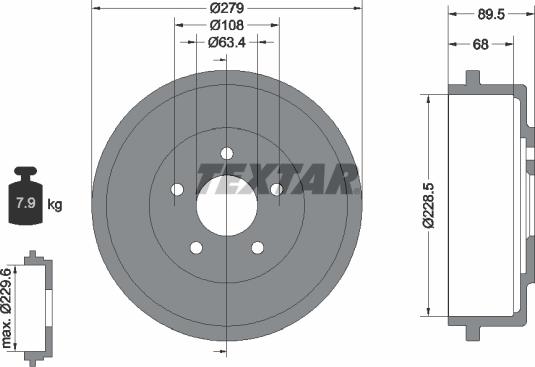 Textar 94024400 - Brake Drum www.parts5.com