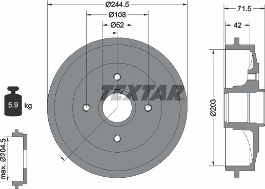 Textar 94026600 - Brake Drum www.parts5.com