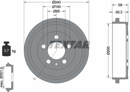 Textar 94023800 - Brake Drum www.parts5.com