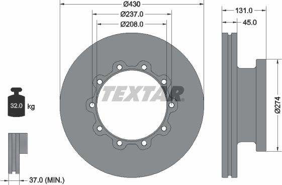 Textar 93088300 - Disco de freno www.parts5.com