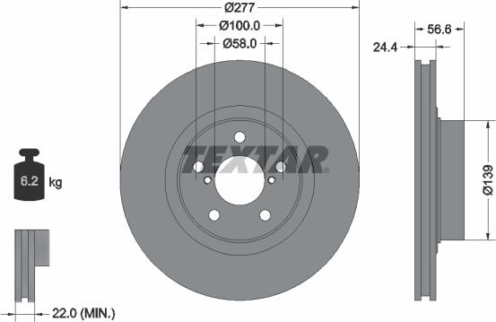 Textar 92094603 - Disque de frein www.parts5.com