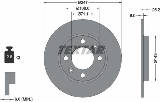 Textar 92055003 - Disc frana www.parts5.com