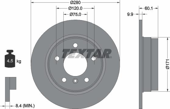 Textar 92055703 - Тормозной диск www.parts5.com