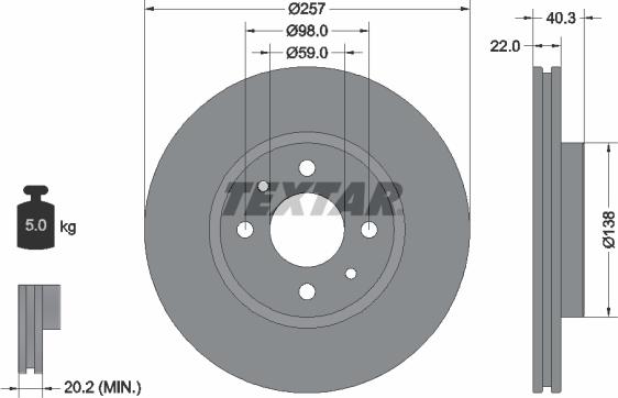 Textar 92069603 - Disco de freno www.parts5.com