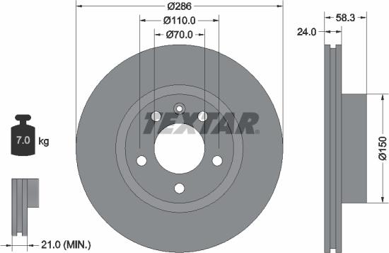 Textar 92066903 - Zavorni kolut www.parts5.com