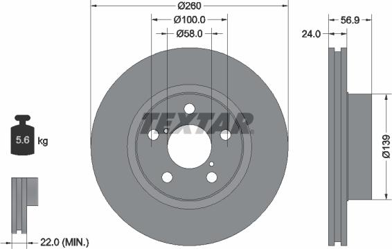 Textar 92081900 - Disc frana www.parts5.com