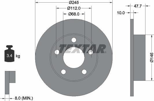 Textar 92088503 - Disco de freno www.parts5.com