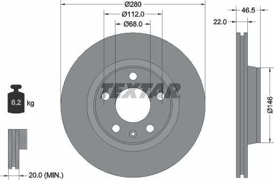 Textar 92083505 - Δισκόπλακα www.parts5.com