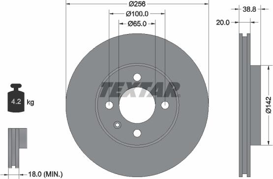 Textar 92036803 - Disc frana www.parts5.com