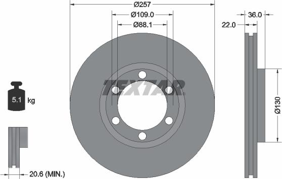 Textar 92075800 - Disc frana www.parts5.com