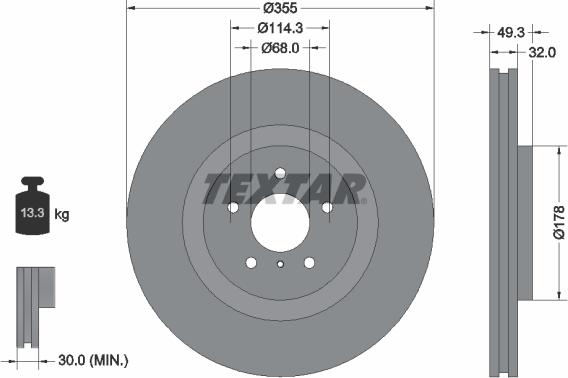 Textar 92199105 - Disc frana www.parts5.com