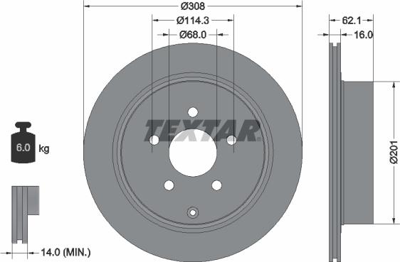 Textar 92149303 - Тормозной диск www.parts5.com