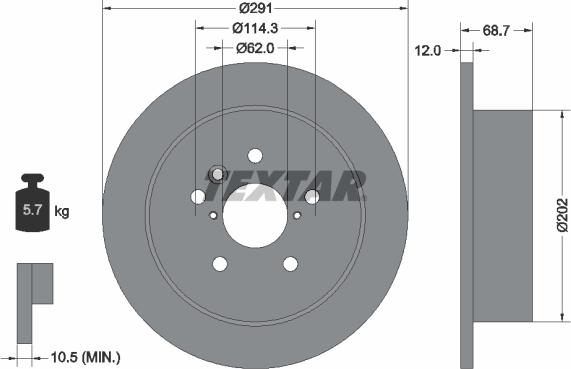 Textar 92144203 - Disc frana www.parts5.com