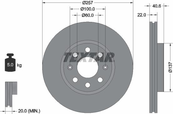 Textar 92145703 - Disco de freno www.parts5.com