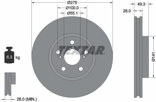 Textar 92142003 - Disc frana www.parts5.com