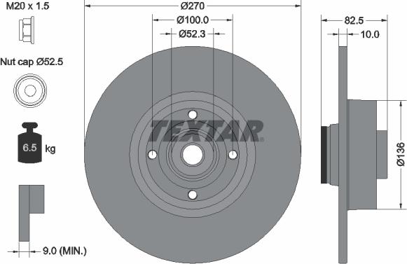 Textar 92154503 - Disc frana www.parts5.com