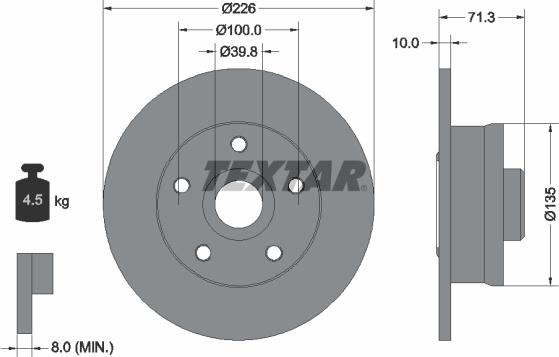 Textar 92153800 - Тормозной диск www.parts5.com