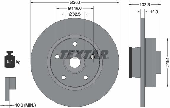 Textar 92153703 - Bremsscheibe www.parts5.com