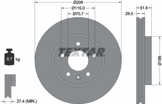 Textar 92165405 - Disco de freno www.parts5.com