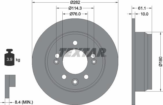 Textar 92161703 - Brake Disc parts5.com