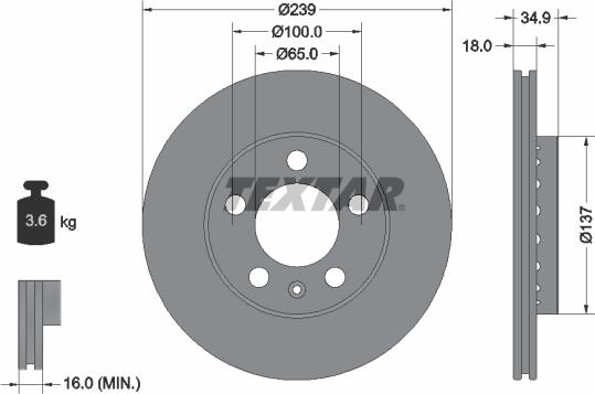 Textar 92106803 - Fren diski www.parts5.com