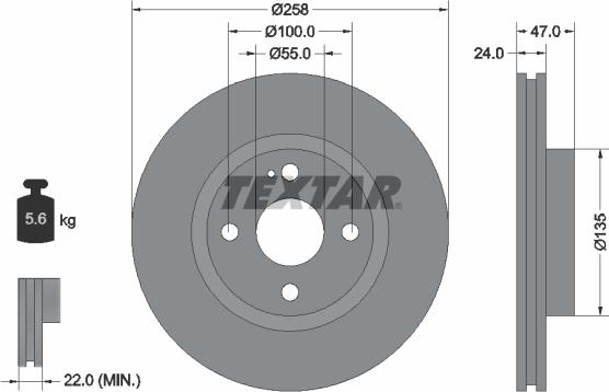 Textar 92103100 - Brake Disc www.parts5.com