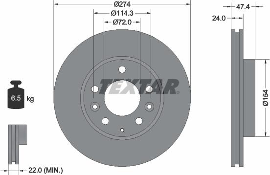 Textar 92110400 - Brake Disc www.parts5.com