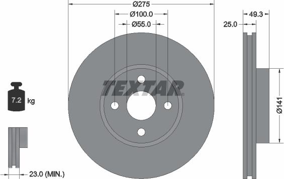 Textar 92180303 - Тормозной диск www.parts5.com