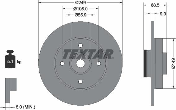 Textar 92133303 - Disc frana www.parts5.com