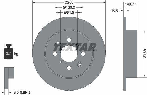 Textar 92125300 - Brzdový kotouč www.parts5.com