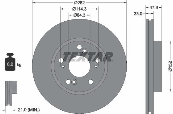 Textar 92128400 - Disc frana www.parts5.com