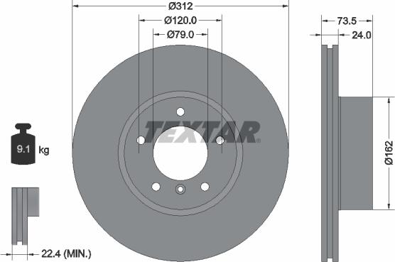 Textar 92176105 - Disc frana www.parts5.com