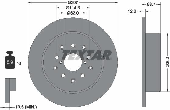 Textar 92170803 - Brake Disc www.parts5.com