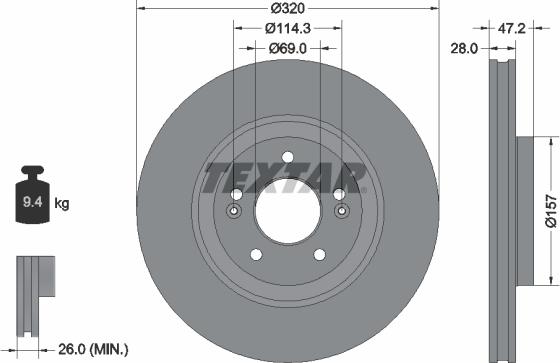 Textar 92306303 - Disc frana www.parts5.com