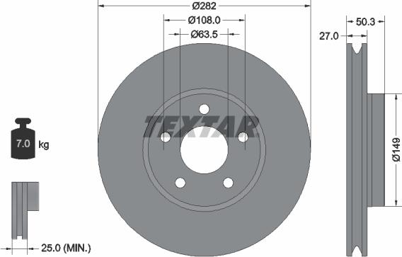 Textar 92303405 - Brake Disc parts5.com