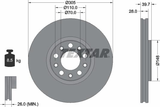 Textar 92293903 - Disc frana www.parts5.com