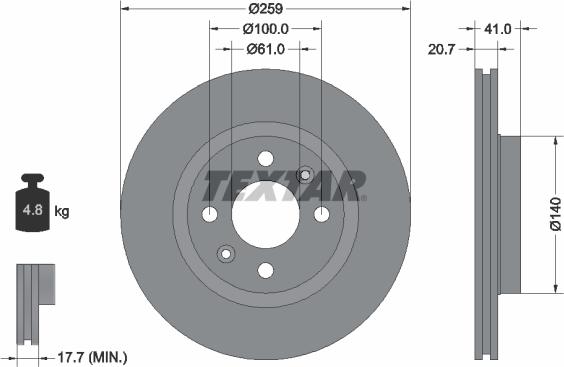 Textar 92292103 - Brake Disc parts5.com