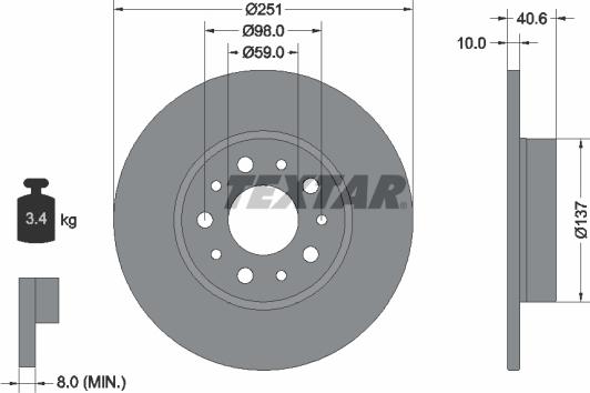 Textar 92244303 - Тормозной диск www.parts5.com