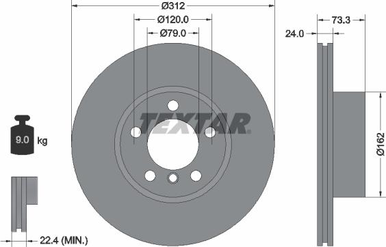 Textar 92261805 - Disc frana www.parts5.com