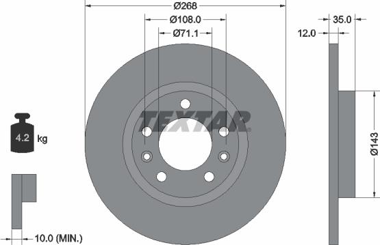 Textar 92268003 - Disc frana www.parts5.com