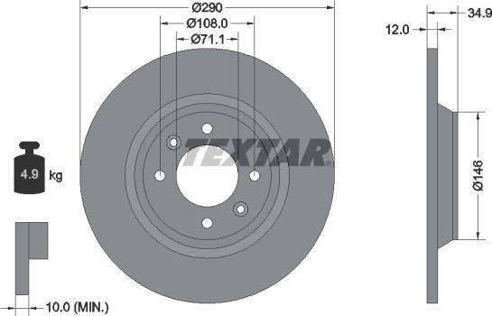 Textar 92231303 - Disc frana www.parts5.com