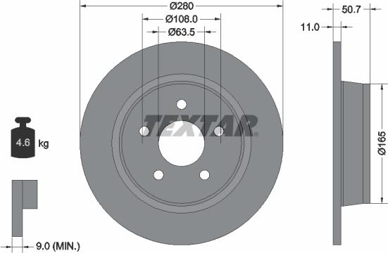 Textar 92238903 - Disc frana www.parts5.com