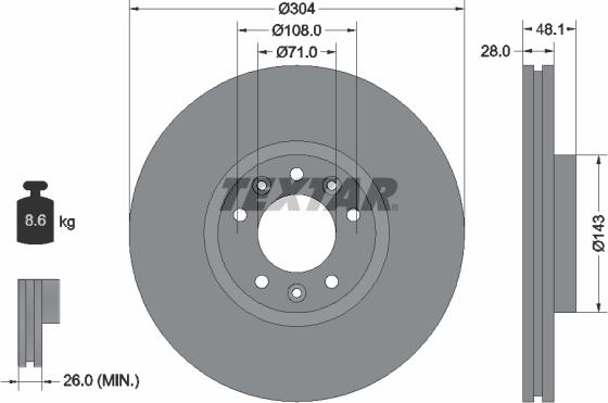 Textar 92232305 - Disc frana www.parts5.com